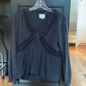 Sézane Black Blouse with detailing (size 36)